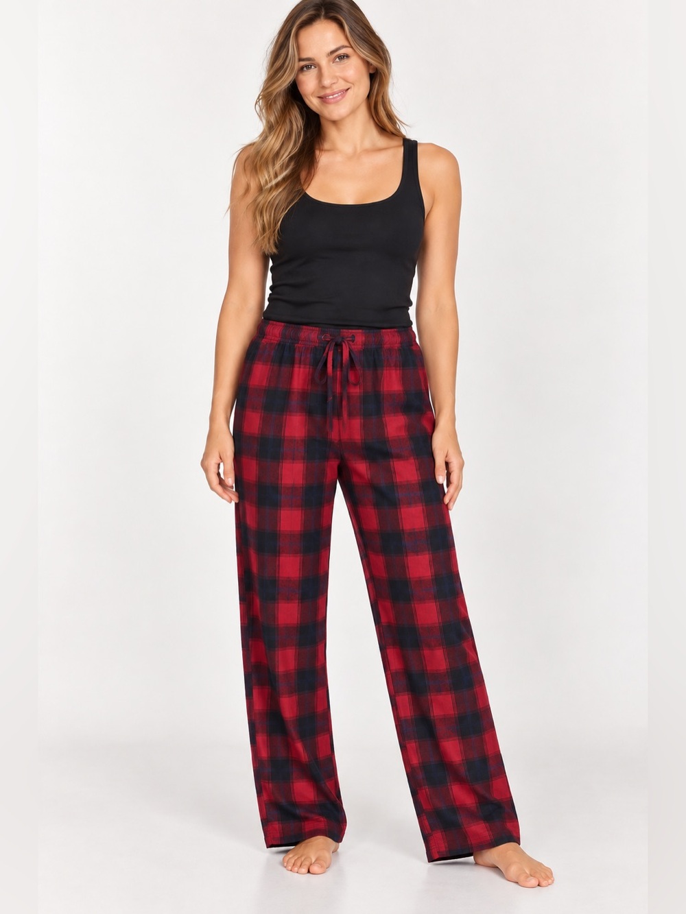 Onix Cotton Plaid Lounge Pants-Red/Navy Plaid